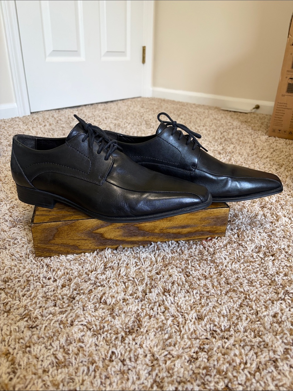 Men's Black Leather Lace-Up Dress Shoes Sz 10.5 D